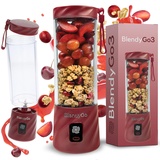 BlendyGo 3® Mixer Smoothie Maker, Smoothie Mixer Klein, Mini Portable Blender, Tragbarer Mixer USB, Smoothie-Maker to go, Standmixer 550 ml, BPA-freie, PulseMotion &BlendPro Technologie (Burgunderrot)