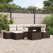 vidaXL Garten-Sofa-Set 7-tlg. braun/beige