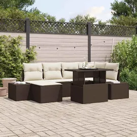 vidaXL Garten-Sofa-Set 7-tlg. braun/beige