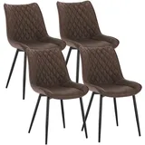 Woltu Esszimmerstuhl (4 St), Polsterstuhl Sessel mit Rückenlehne, Metallbeine braun
