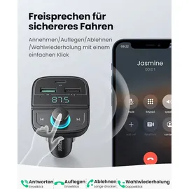UGREEN FM Transmitter Bluetooth 5.0 MP3 Car Charger - Schwarz