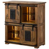 MASSIVMOEBEL24.DE Highboard 90 x 100 x 45 cm Beige / Braun