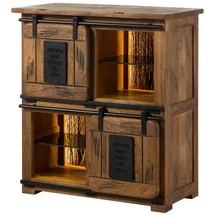 MASSIVMOEBEL24.DE Highboard 90 x 100 x 45 cm Beige / Braun