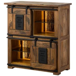 MASSIVMOEBEL24.DE Highboard 90 x 100 x 45 cm Beige / Braun