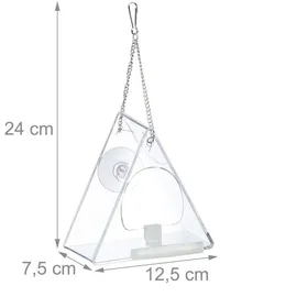 Relaxdays Vogelfutterhaus, Vogelfutterspender aus Acryl, zum Aufhängen, für Fenster, Hbt 13 x 12,5 x 7,5 cm, transparent