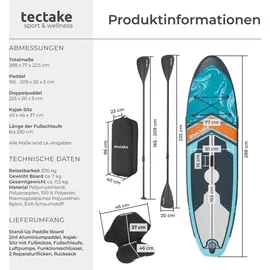 Tectake SUP Board Set 288 x 77 x 22,5 cm türkis