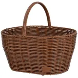 UNUS GARDEN Einkaufskorb Rattan-Optik Henkelkorb, Bügelkorb Tragekorb Flechtkorb Marktkorb Kaminholzkorb Geschenkekorb grau 32.5 cm x 36.5 cm