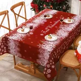 Yrendenge Weihnachten Rot Tischdecke, Schneeflocke wasserdichte Rechteckig Tischdecke, Abwaschbar Gradient Tischdecke, Winter Festliche Tisch Home Decor Outdoor Tischdecke, 130 x 220 cm