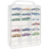 Kruzzel Sammlervitrine Polypropylen zu 46 Fächen 33x 25 x 8,5 cm - Setzkasten für Ihre Sammlung - Organisation Schaukasten für Autos - Matchbox ... - Transparent