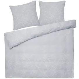 Beliani 3-tlg Bettwäsche-Set MORNINGSIDE Baumwollsatin 200 x 220 cm, Grau