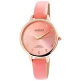 AKZENT Exclusive Damen - Uhr Lederimitat Armbanduhr Dornschließe Analog Quarz 1900233 (Rosa)