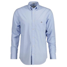 GANT Langarmhemd »Regular Fit Popeline Hemd leicht strapazierfähig pflegeleicht«, mit Label Stickerei auf der Brusttasche, blau