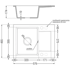 Mexen Enzo Granitspüle 576 x 465 mm Grau