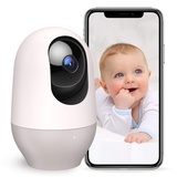 nooie Babyphone, 360 Baby Kamera WLAN, Baby Monitor with Camera, Babyphone mit Kamera und Handy App, 1080P HD Nachtsicht, KI-Tracking, Gegensprechfunktion, Kompatibel mit Alexa und 2.4Ghz WiFi