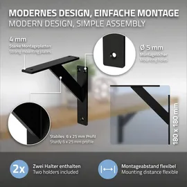 ML-Design 4 Stück Regalhalterung 180 x 180 mm Schwarz Aluminium Schwebende