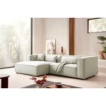 LeGer Home by Lena Gercke Eckcouch Cord 2-Sitzer Hellgrün