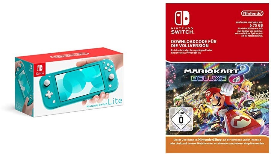 Nintendo Switch Lite, Standard, t√orkis-blau & Mario Kart 8 Deluxe [Switch Download Code]