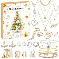 Weihnachtsschmuck Adventskalender 2024, Weihnachts Countdown Kalender Schmuckset, 24 Tage Countdown Bis Weihnachtskalender Mit Ohrringen, Halskette, Armband Für Frauen Und Mädchen