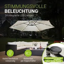 Juskys LED Ampelschirm Brazil Ø 350 cm Creme