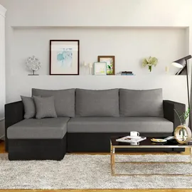 VitaliSpa Ecksofa Webstoff schwarz/grau