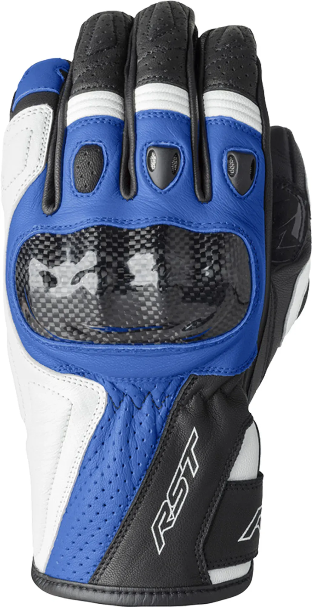 RST Stunt III Motorrad Handschuhe, schwarz-weiss-blau, Größe XL für Männer