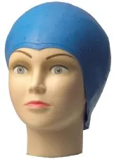 Strähnenhaube Latex blau mit Lochstanzung