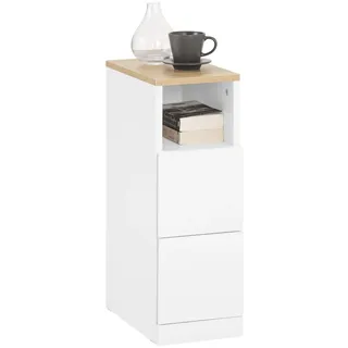 SoBuy Nachttisch schmal Nachtschrank Beistelltisch mit 2 Schubladen und Ablage Nachtkästchen Nightstand für Schlafzimmer Wohnzimmer Weiß B20 x T35 x H60 cm FBT149-WN