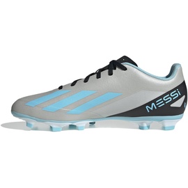 adidas Unisex X Crazyfast Messi.4 Fxg Football Shoes (Firm Ground), Silver Met./Bliss Blue/Core Black, 44 2/3 EU - 44 2/3 EU