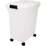 Iris Ohyama Hundefutter Aufbewahrung mit Rollen, 45l/15kg, Weiß, Luftdichte Futterbox, Trockenfutter, Futterbehälter, Für Hunde, Katzen, Tierfutterbehälter, Schaufel, Bpa-frei, Futtertonne, Ats-l