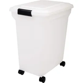 Iris Ohyama Hundefutter Aufbewahrung mit Rollen, 45l/15kg, Weiß, Luftdichte Futterbox, Trockenfutter, Futterbehälter, Für Hunde, Katzen, Tierfutterbehälter, Schaufel, Bpa-frei, Futtertonne, Ats-l