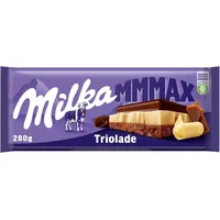 Milka Triolade 1 x 280g I Großtafel aus drei Schichten Schokolade I Alpenmilch-Schokolade, weiße und dunkle Schokolade I Milka Schokolade aus 100% Alpenmilch I Tafelschokolade (Packung mit 5)