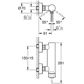 Grohe Essence Aufputz-Duscharmatur mit Mischer Edelstahl 33636DC1