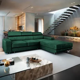 masseno Ecksofa Noto Velours 3-Sitzer Grün