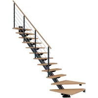 DOLLE Mittelholmtreppe Sydney 75 cm Eiche weiß, geölt Metall Anthrazit