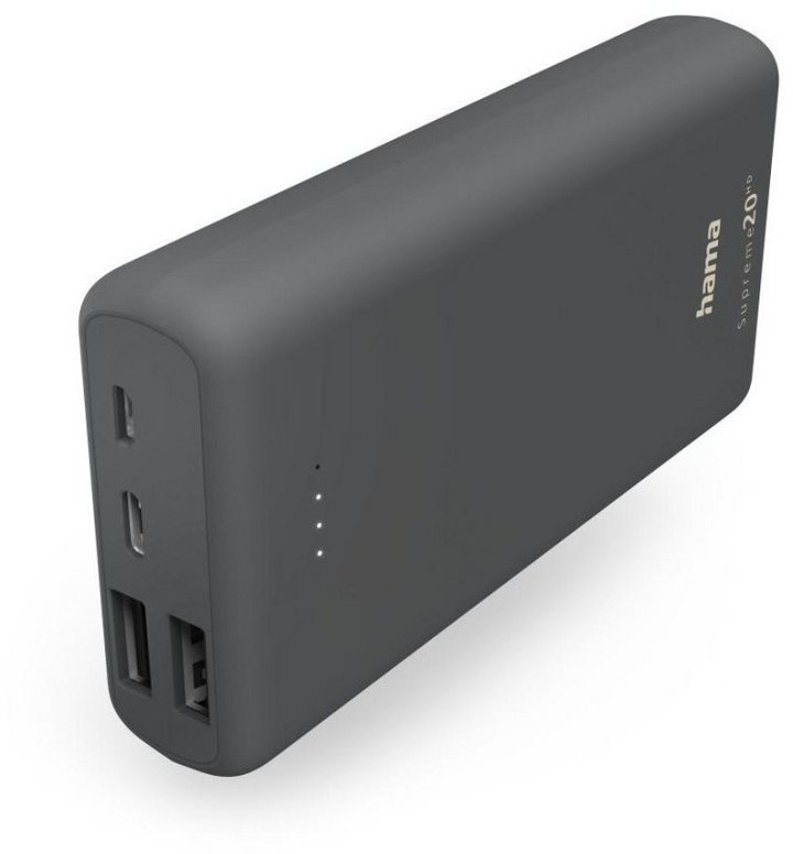 Hama Power Pack "Supreme 20HD" 20000mAh, 3 Ausgänge: 1x USB-C, 2x USB-A, Solar Powerbank