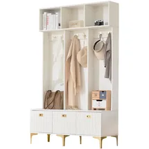 stilvora Garderobe-Set Sitzbank 120x191,5x40 Weiß