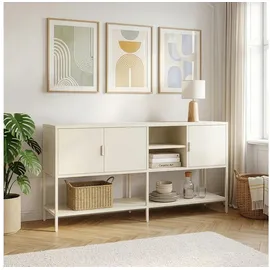 [en.casa] Sideboard Kliri 160 x 40 x 80 cm Cremeweiß