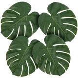Boland 52210 - Palmenblätter, 29x33 cm, 4 Stück, Grün, Beachparty, Partydekoration, Mottoparty, Themenparty,Palmwedel, Monstera, Kunstblätter, Hawaiian, Tischdeko, tropische Blatter