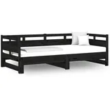 vidaXL Tagesbett Ausziehbar Schwarz Massivholz Kiefer 2x(80x200) cm