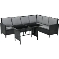 Svita MADISON Rattan-Lounge Ecksofa Rattan-Lounge Gartenmöbel-Set Schwarz