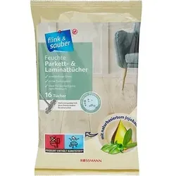 flink & sauber Parkett & Laminat Feuchte Bodentücher Mikrofaser, 16 Tücher