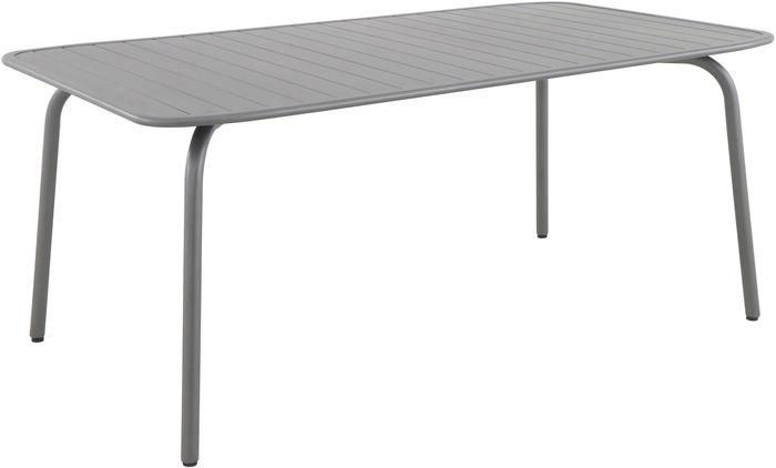 MWH Kleo Tisch und Tischplatte aus Vollaluminium, hell grau