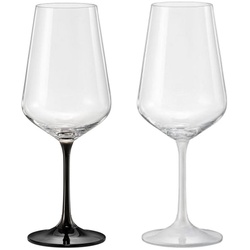 Crystalex Weinglas Black & White, Kristallglas, zweifarbig oder einfarbig, 450 ml, 2er Set weiß