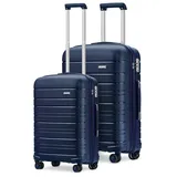 KONO Luggage Sets Gepäcksets Koffer Trolleys Set 2 Teilig Kofferset Polypropylen Hartschalenkoffer Reisekoffer mit 4 Rollen und TSA Schloss, Kofferset-XL-M (Dunkelblau)