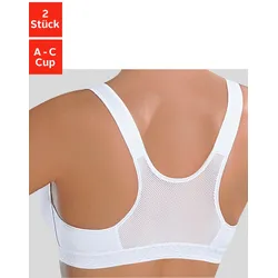 Sport-BH PETITE FLEUR, Damen, Gr. 70, Cup A, weiß (2xweiß), Jersey, Obermaterial: 75% Baumwolle, 15% Elasthan, 10% Polyester, sportlich, BHs Sport-BH BH, ohne Bügel für Yoga