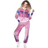 amscan Damen 80er Jahre Velours Jogginganzug Gr.42-44 Kostüm Set Rosa Blau (2 Stück)