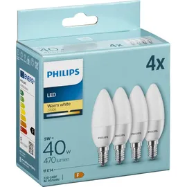 Philips LED-Kerze 4,9W E14 470 lm warmweiß 4 St.