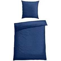 SCHIESSER Bettwäscheset Drops | Feinbiber | 2-teilig | Grafikprint | 100?% Baumwolle | 155x220cm+80x80cm | Dunkelblau