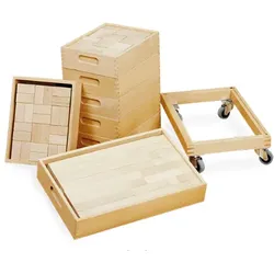 Bausteinwagen Vollholz mit Holz Bausteinen