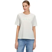 Cartoon Printshirt mit Rundhalsausschnitt in Patch Cream/Green | Gr.: